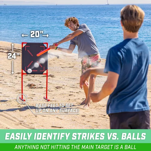 Vista 5 de GoSports LotBall AIR Juego de Bate de Béisbol para Patio Trasero, Pelota y Zona de Strike - Juego de Béisbol de Plástico para Niños