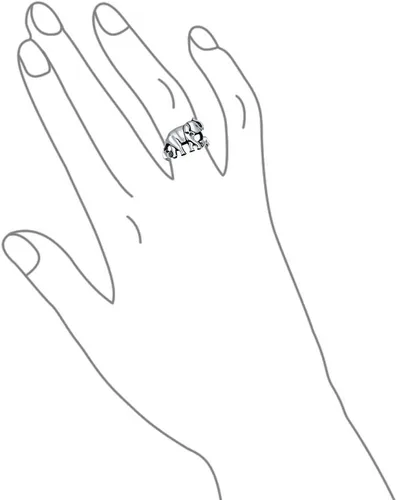 Vista 3 de Anillo de elefante animal del zoológico de la buena suerte tronco para las mujeres para adolescentes oxidado plata esterlina .925