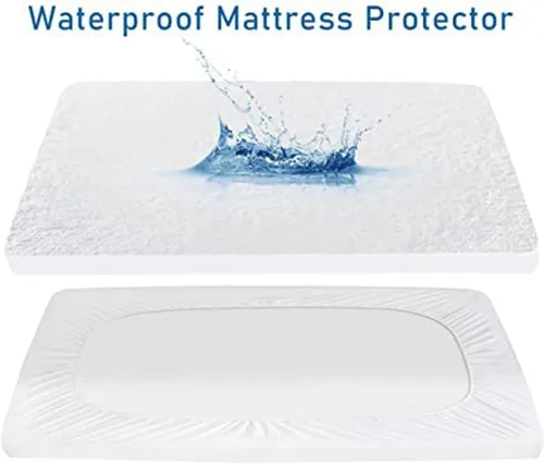 Vista 5 de Bedecor Juego de 2 protectores de colchón (King y Queen) suave e impermeable de algodón de rizo superior para bebés, mujeres embarazadas