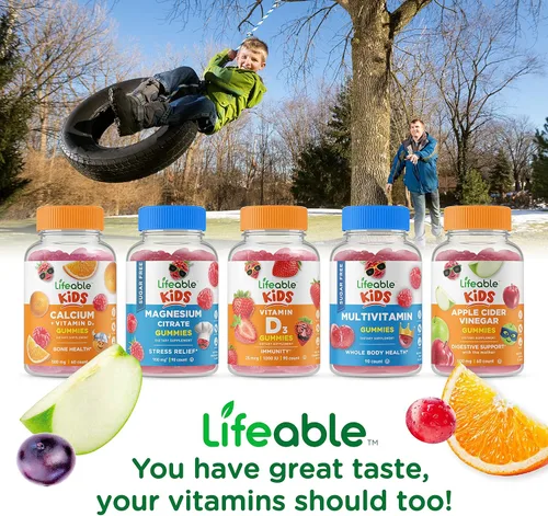 Vista 5 de Lifeable Paquete de gomitas de calcio, magnesio y zinc para niños + multivitamínicos para niños, gran sabor, suplemento vitamínico, sin gluten, sin