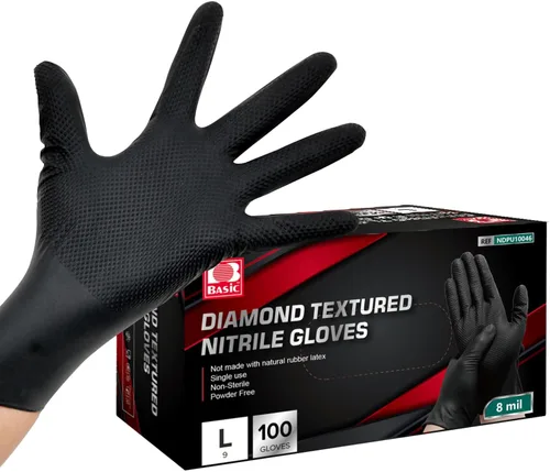 Vista 12 de Jointown Guantes Básicos de Nitrilo de Servicio Pesado, Guantes de Mecánico de Nitrilo Desechables de 8 Mil, con Textura de Diamante Elevada, Caja