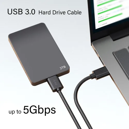 Vista 2 de Pocxwa - Cable de disco duro micro USB 3.0, tipo A macho a cable micro B de 3.3 pies Sincronización de datos de alta velocidad de 5 Gbps