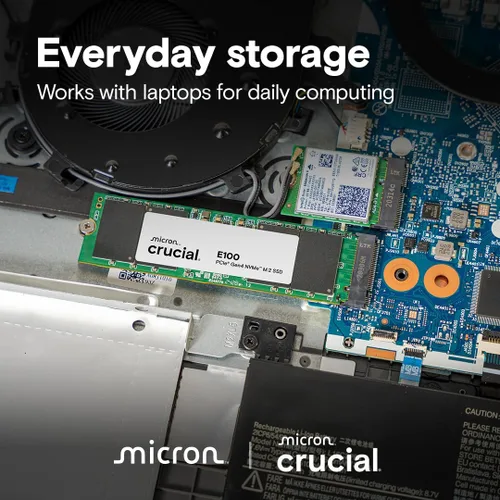 Vista 5 de Unidad de estado sólido SSD Crucial E100 de 480 GB M.2 NVMe PCIe Gen4 interna, hasta 4,700 MB/s, compatible con laptop y computadora de escritorio