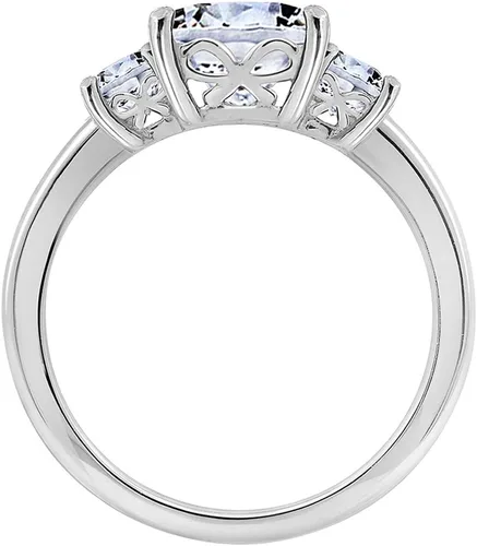 Vista 3 de Tienda Essentials Anillo de plata de ley chapada en platino o oro con 3 piedras de corte princesa hecho con circonitas Infinite Elements