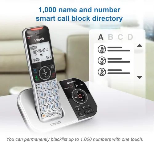 Vista 5 de VTech VS112 Teléfono Inalámbrico para el Hogar con Contestador, Bloqueo de Llamadas, Identificador de Llamadas, Intercomunicador y Conectar a