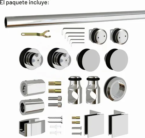 Vista 3 de DIYHD NBSHOWERC - Accesorios para puerta de granero de acero inoxidable sin marco, kit de ducha de 5 pies (cromado)