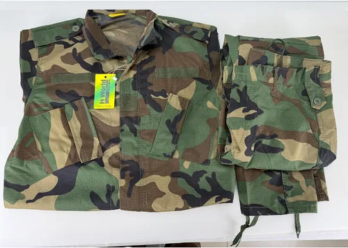 Vista 3 de H World Shopping Militar táctico hombre caza combate BDU uniforme traje camisa y pantalones con cinturón Woodland, Camuflaje del bosque