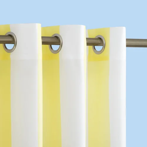 Vista 11 de Par de paneles de cortina con ojales Sun Zero Valencia estilo cabaña a rayas para interior/exterior con protección UV y eficiencia energética