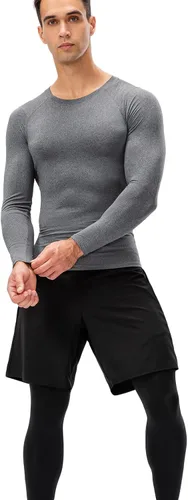 Vista 4 de 3 Pack Men's Athletic Long Sleeve Compression Shirts Base-Layer Quick Dry Workout T Shirts Football Running Tops