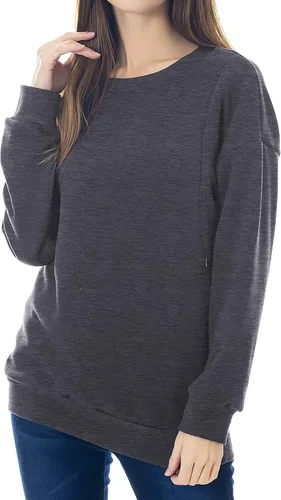 Vista 13 de Smallshow Sudadera de maternidad con capucha para lactancia, manga larga, para mujer Negro
