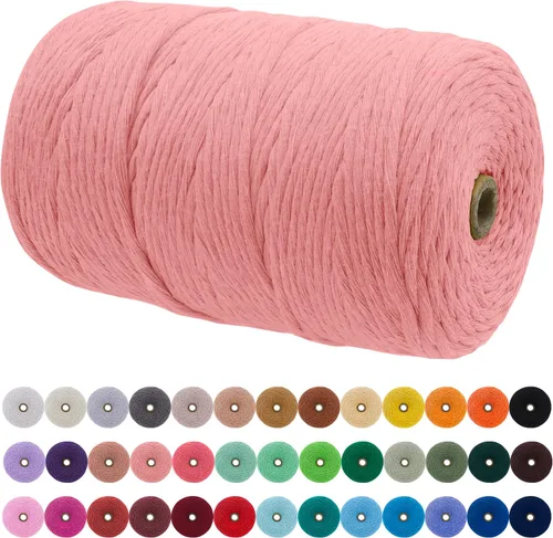 Vista 66 de JeogYong Cordón de macramé de un solo hilo 3 mm x 109 yardas (328 pies) Cuerda de algodón suave Hilo de macramé de 3 mm, suministros de macramé