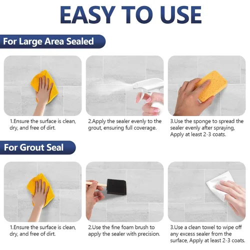 Vista 6 de Sellador de Lechada, 35 OZ Sellador de Lechada de Larga Duración para Ducha, Piso, Cocina - Sellante de Lechada Transparente Impermeable
