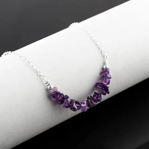 Vista 3 de Gempires Purple Amethyst Crystal Necklace February Birthstone Gifts Hypoallergenic 18 Inch Silver Plated Jewelry For Women