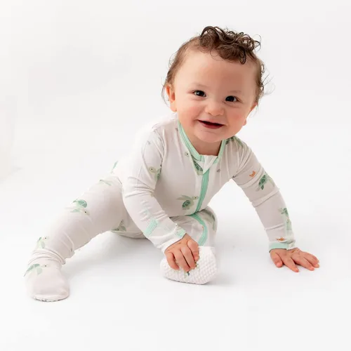 Vista 4 de Pijama suave de viscosa de bambú para bebé, cierre de cremallera, 0-24 meses