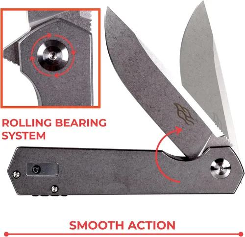 Vista 5 de Firebird GANZO FH12-SS Cuchillo plegable de bolsillo, hoja de acero D2, mango de acero con clip para acampar al aire libre EDC Cuchillo de bolsillo