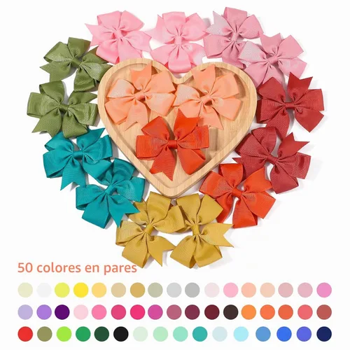 Vista 4 de Choicbaby Lazos para el cabello de 3 pulgadas para niñas, cinta de grogrén, accesorios para el cabello con lazo de clip de cocodrilo para niñas