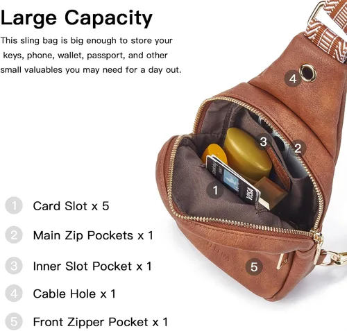 Vista 171 de Telena Riñonera pequeña para mujer, de cuero, cangureras, bolsa de pecho para mujer