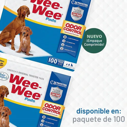 Vista 7 de Four Paws Wee-Wee Tapetes entrenadores para perros y cachorros con fórmula avanzada de control de olores, 22 x 23 pulgadas (100 unidades)