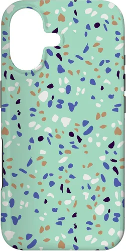 Vista 32 de Fun Vintage Green, Blue, White and Black Terrazzo Case for iPhone 16