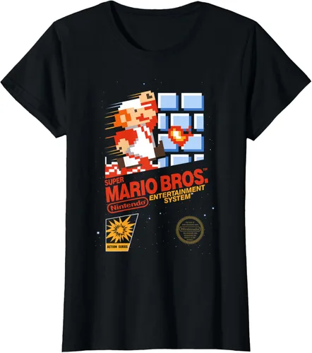 Vista 36 de Super Mario Dashin - Camiseta gráfica de acción, ajuste clásico, cuello redondo, color negro