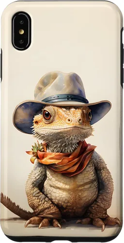 Vista 10 de iPhone 16 Lindo dragón barbudo Beardie con un estuche de sombrero de vaquero