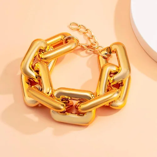 Vista 4 de Gold Chunky Bracelet for Women Cuban Link Bracelets Dainty Link Chain Bracelets Paperclip Bracelets Boho Bracelets Minimalism Bracelets for Teen