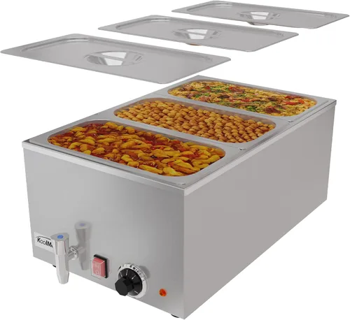 Vista 9 de KoolMore Calentador de alimentos comercial Bain Marie para encimera, estación de sopa y servidor de mesa de buffet con una sección de porción