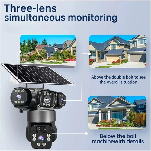 Vista 5 de Cámara de seguridad al aire libre solar WiFi de tres lentes de UK