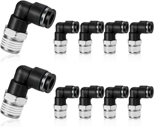 Vista 17 de CEKER 1/2 Codo Macho Conexiones de Líneas Aéreas de Empuje Ajustes de Conexión de Empuje de 90 Grados Ajustes de Aire, PL 1/2 Tubo Od x 1/2" NPT