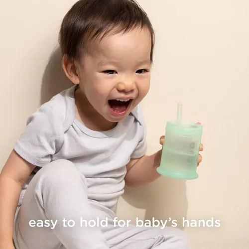 Vista 7 de Olababy Taza de entrenamiento de silicona con tapa con popote Taza para beber agua para bebés 6+ meses de bebé a 12-18 meses Taza para beber