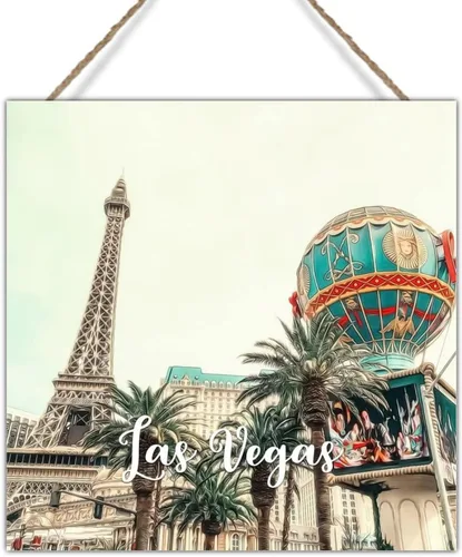 Vista 8 de Letrero de madera de USA City Casino Las Vegas, letrero decorativo de madera del estado de Nevada, regalo para viajeros, amigos, letrero colgante