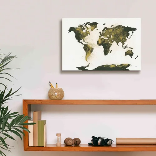 Vista 8 de Epic Graffiti 'World Map Gold Dust' por Chris Paschke, lienzo de arte para pared, 18 x 12 pulgadas