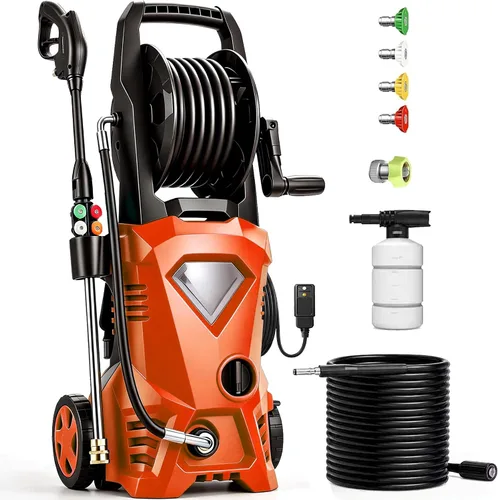 Vista 10 de Lavadora eléctrica a presión 5000 PSI Lavadora eléctrica con carrete Azul