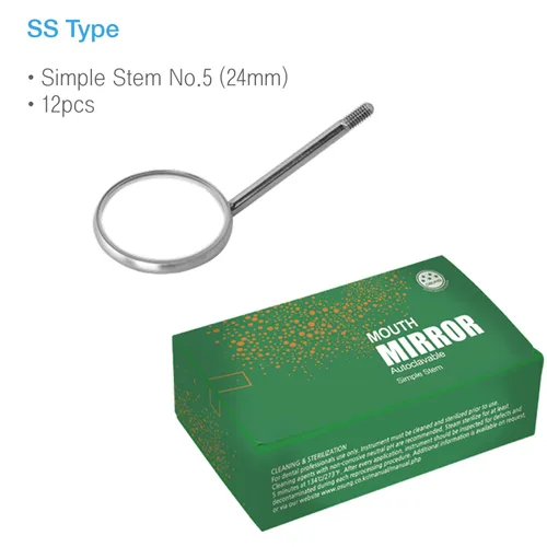 Vista 2 de Espejo bucal dental #5 Simple Stem 12 pcs Osung -DMSS5
