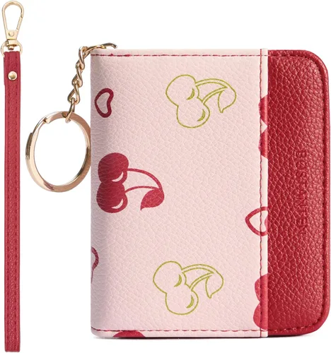 Vista 11 de BOSTANTEN Cartera de piel con bloqueo RFID para tarjetas de crédito, cartera pequeña para mujer, con cremallera, llavero y cartera con correa