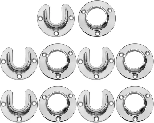 Vista 9 de Soporte de extremo de barra de acero inoxidable resistente con tornillos (cromo plateado, 1 juego)