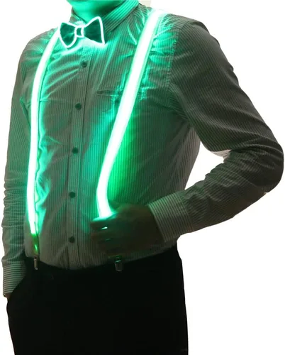 Vista 3 de Light Up - Conjunto de tirantes LED y pajarita para hombre, tirantes iluminados para hombre, ropa de fiesta brillante, trajes de rave