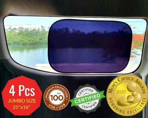 Vista 12 de kinder Fluff Sombras para Ventanas de Coche (4Pack) - La Única Sombra Solar Certificada para Ventanas de Coche para Bebés, Comprobada para Bloquear