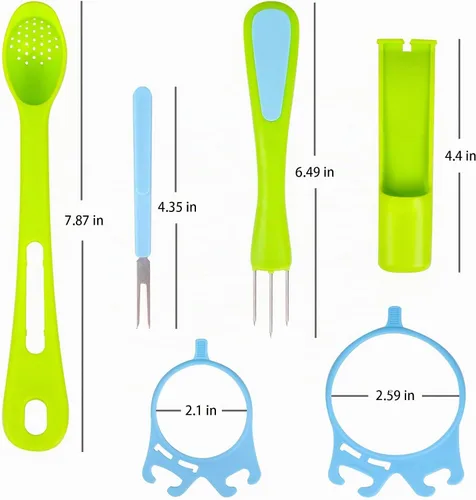 Vista 4 de Paquete de 2 cucharas de aceituna y tenedor de pepinillo, herramienta para recogedor para tarro, accesorio de cocina