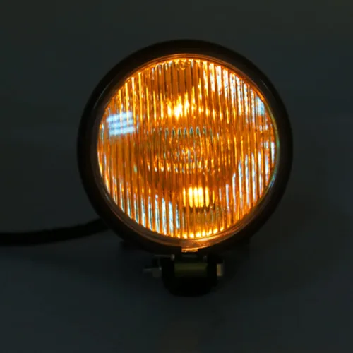 Vista 2 de Keenso - Faro delantero redondo de 5 pulgadas para motocicleta, 12 V, universal, retro, para motocicleta, faros delanteros (lente ámbar)