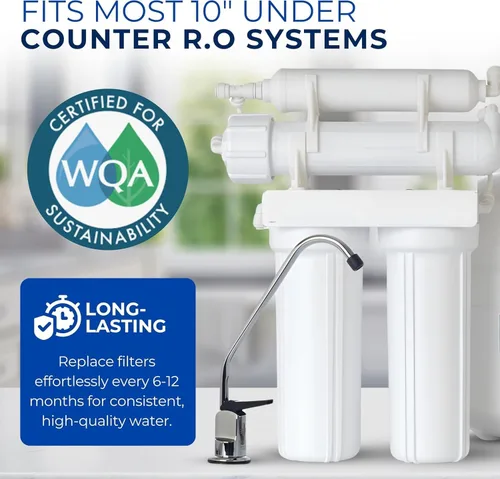 Vista 4 de IPW Industries - Kit de filtro de repuesto de ósmosis inversa universal de 3 etapas para debajo del fregadero, reemplazo cada 6-12 meses para agua