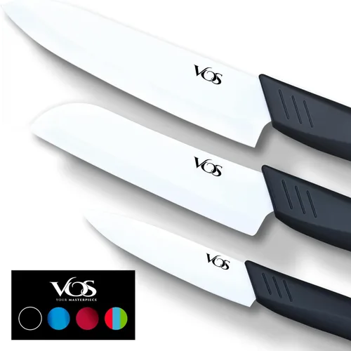 Vista 14 de Vos Juego de cuchillos de cerámica con pelador, juego de cuchillos de cerámica para cocina, juego de cuchillos de cocina ultra afilados con fundas