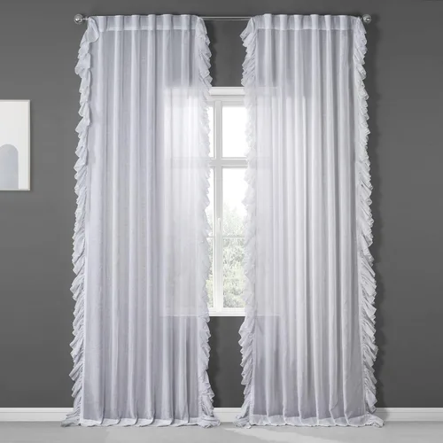 Vista 10 de HPD Half Price Drapes Cortinas traslúcidas con volantes para dormitorio y sala de estar, 50 x 84 pulgadas, lino (1 panel), cortinas con dobladillo