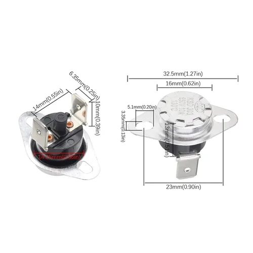 Vista 4 de KSD301 KSD303 10A 45 150 C Degrees Celsiu Manual Reset Thermostat Normally Closed Temperature Switch Temperature Control 1Pcs(100C)