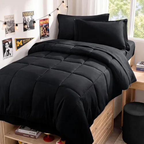 Vista 81 de JOLLYVOGUE Juego de edredón individual XL, cama ultrasuave en una bolsa, tamaño individual XL, 5 piezas, juego de ropa de cama certificado Oeko-TEX