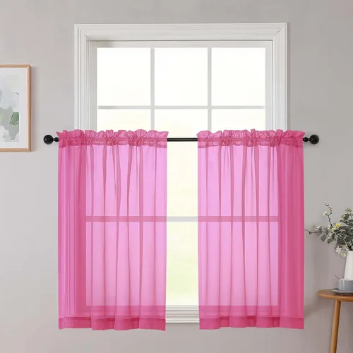 Vista 111 de 2 paneles de cortinas traslúcidas blancas para dormitorio, sala de estar, 96 pulgadas de largo, modernas, suaves, ligeras, con bolsillo para barra