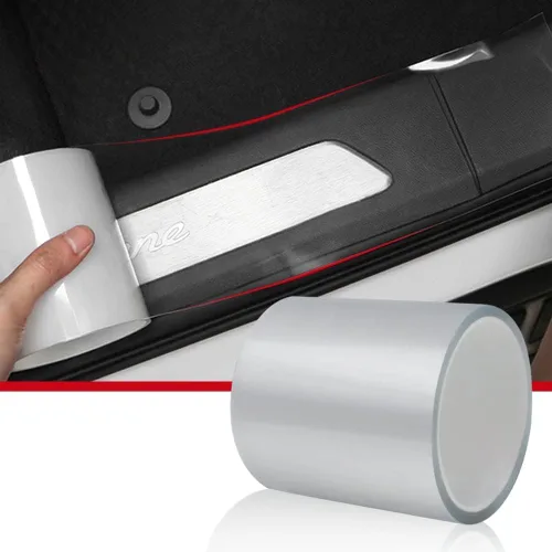Vista 14 de CloudBuyer Protector universal para borde de puerta de automóvil, película de vinilo negro brillante 5D de fibra de carbono con protección