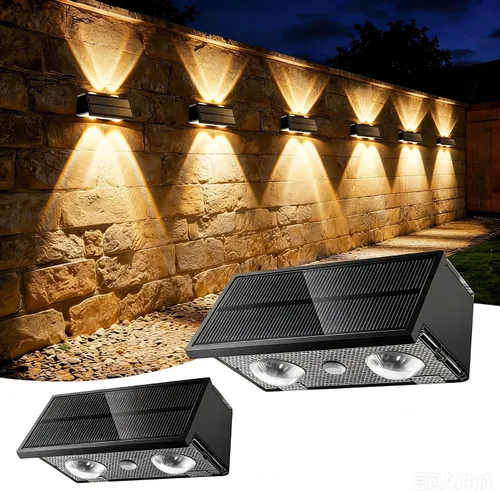 Vista 16 de Luces solares para valla al aire libre, paquete de 2 luces solares Negro