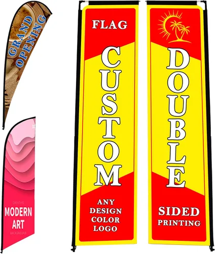 Vista 9 de Banderas de plumas personalizadas para negocios publicidad exterior Banner personalizado de bandera Swooper (solo bandera) Diseño de texto
