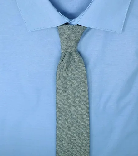 Vista 106 de Corbata delgada de algodón cambray para hombre, estilo desgastado texturizado - 2 1/2 pulgadas de ancho